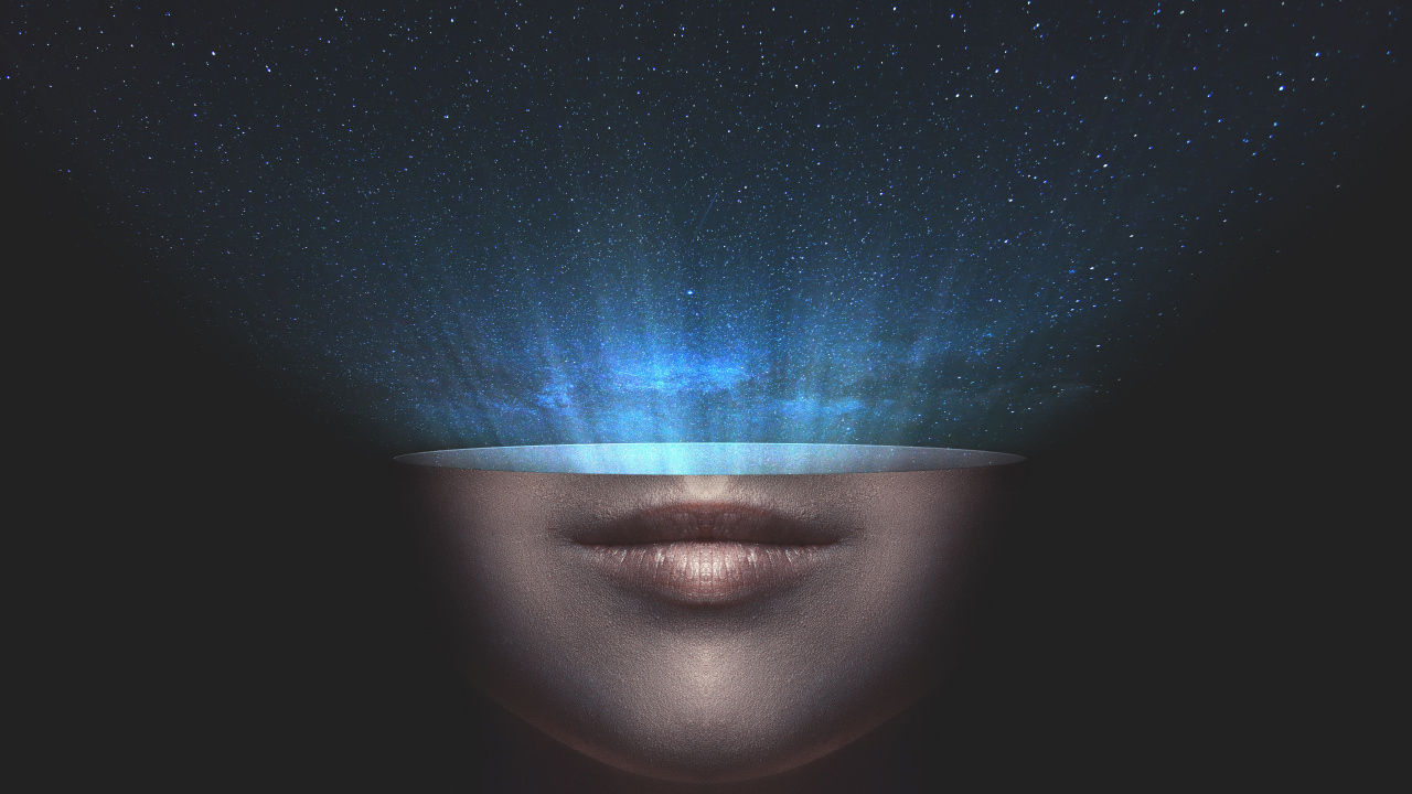 Persons Face With Blue and White Stars. Wallpaper in 1280x720 Resolution