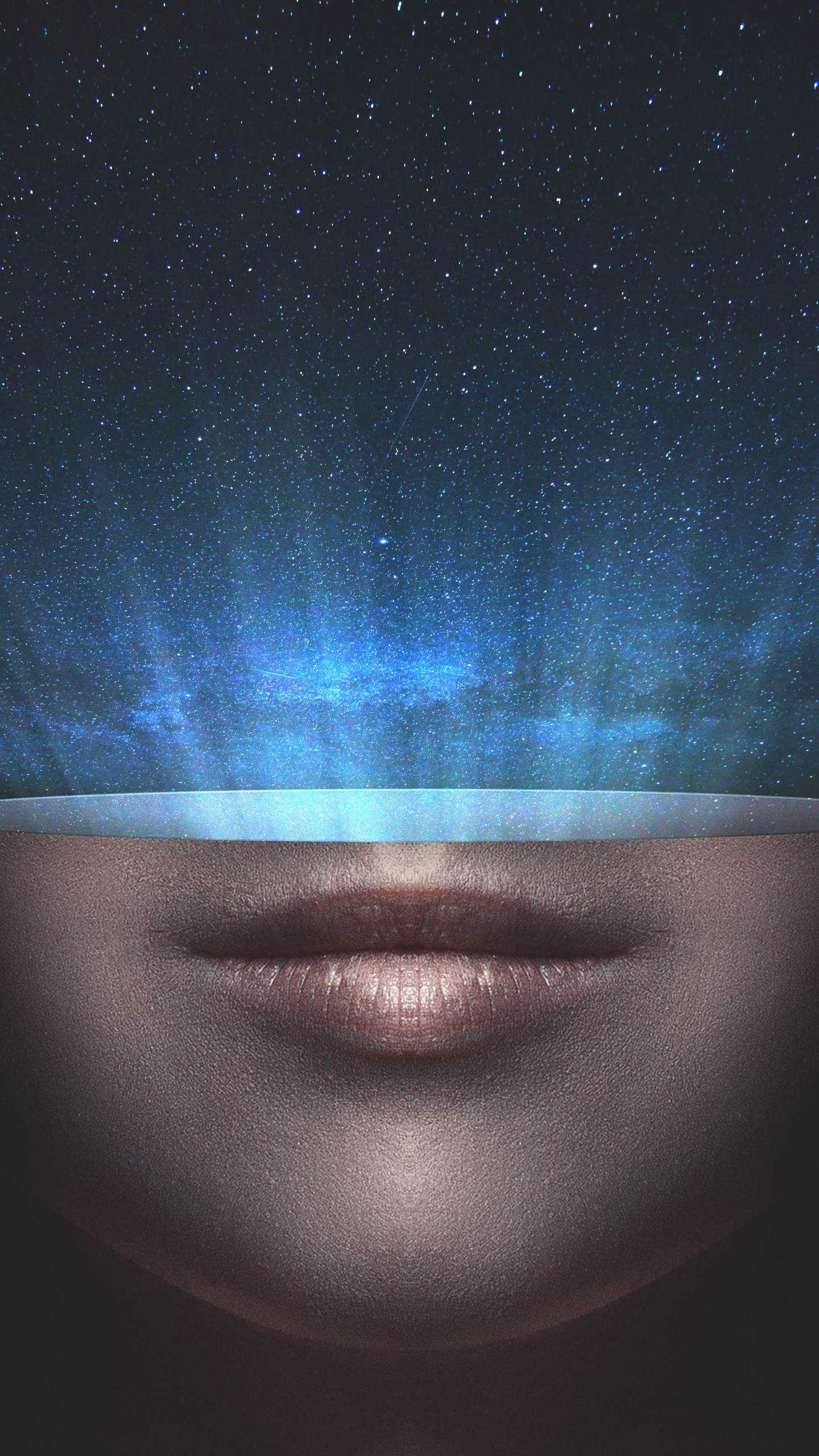 Persons Face With Blue and White Stars. Wallpaper in 1440x2560 Resolution