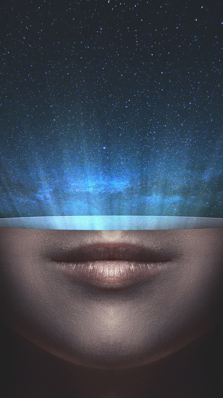 Persons Face With Blue and White Stars. Wallpaper in 720x1280 Resolution