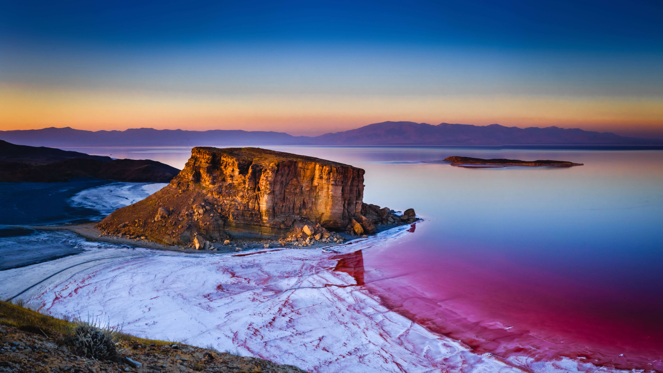 Lac D'Ourmia, Urmia, États-unis, Lac Salé, Plaine D'ourmia. Wallpaper in 1366x768 Resolution