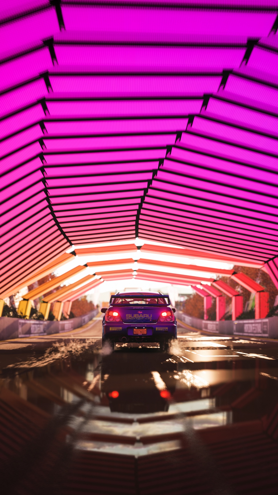 Rotes Und Schwarzes Auto im Tunnel. Wallpaper in 1080x1920 Resolution