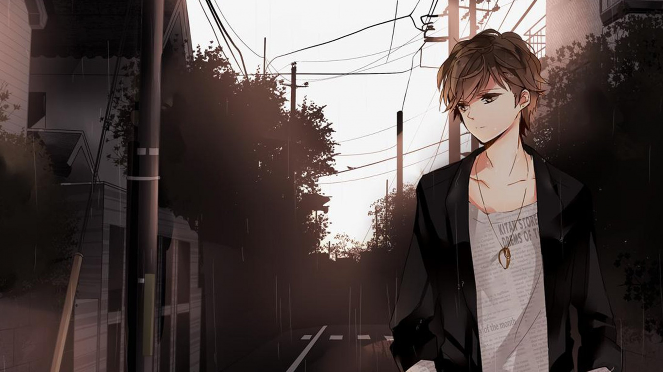 Femme en Blouse Blanche Debout Sur le Trottoir Pendant la Nuit. Wallpaper in 1366x768 Resolution