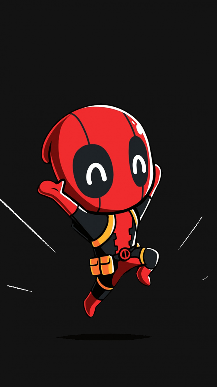 Smartphone, Cartoon, Deadpool, Cliparts, Animation. Wallpaper in 750x1334 Resolution