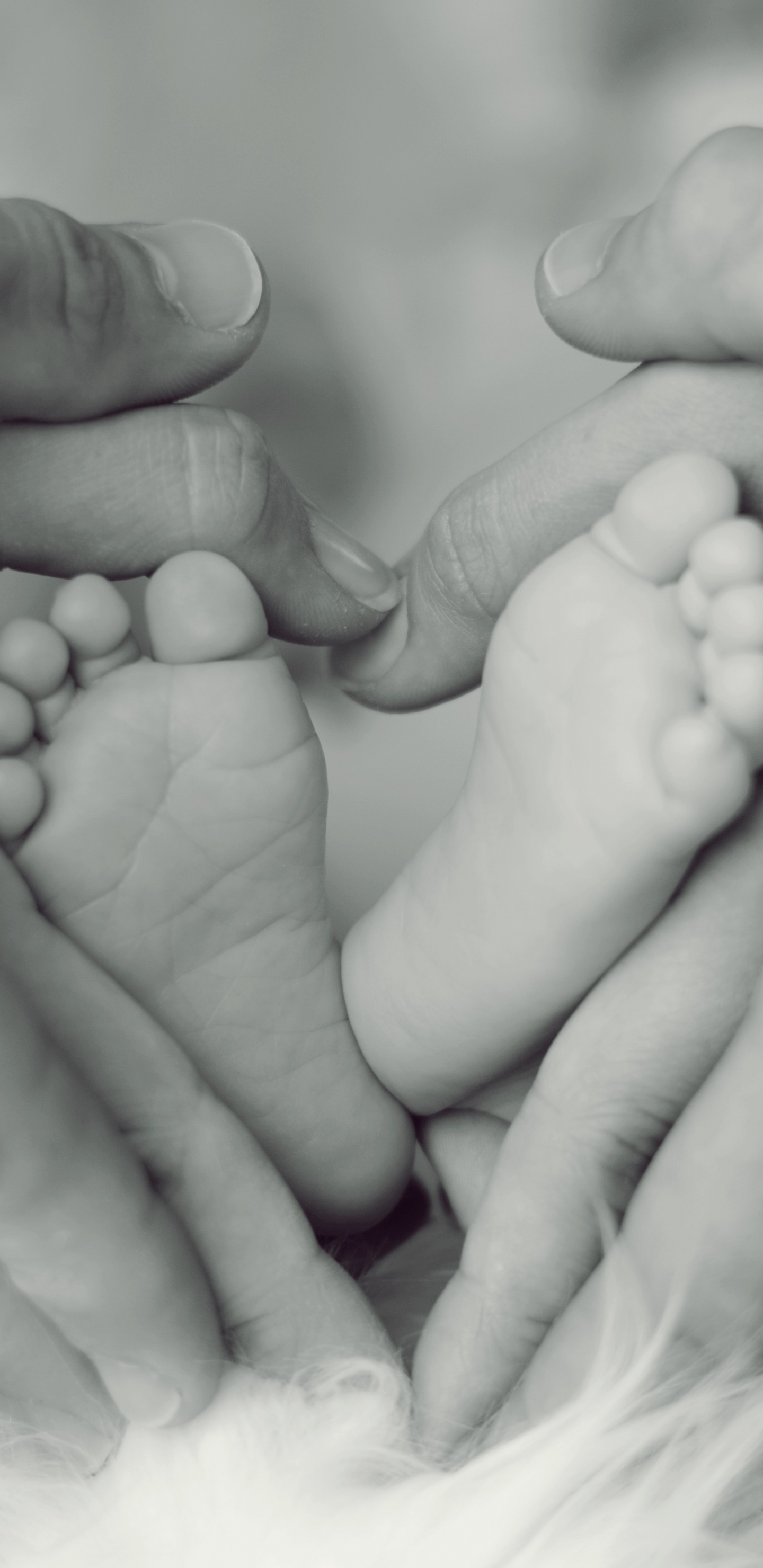 Grayscale Photo of Persons Feet. Wallpaper in 1440x2960 Resolution