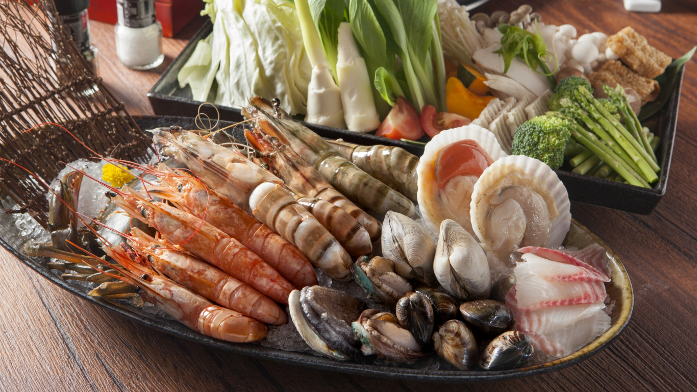 Raw Fish on Brown Wooden Chopping Board. Wallpaper in 1366x768 Resolution