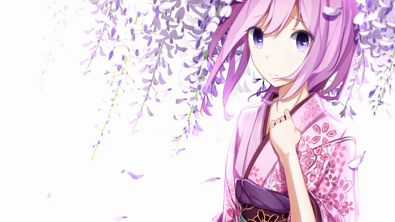 Purple Haired Girl Anime Character. Wallpaper in 1366x768 Resolution