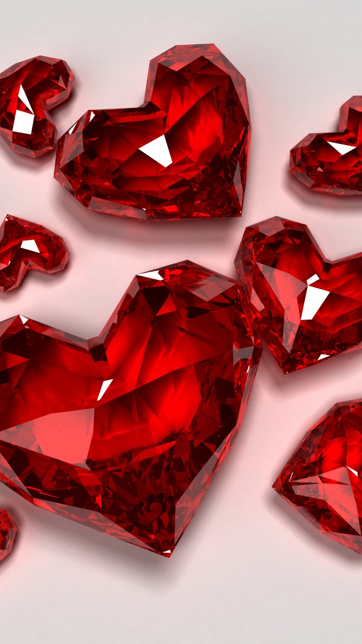 Coraz, Diamante, Diamante Rojo, Rojo, el Día de San Valentín. Wallpaper in 720x1280 Resolution