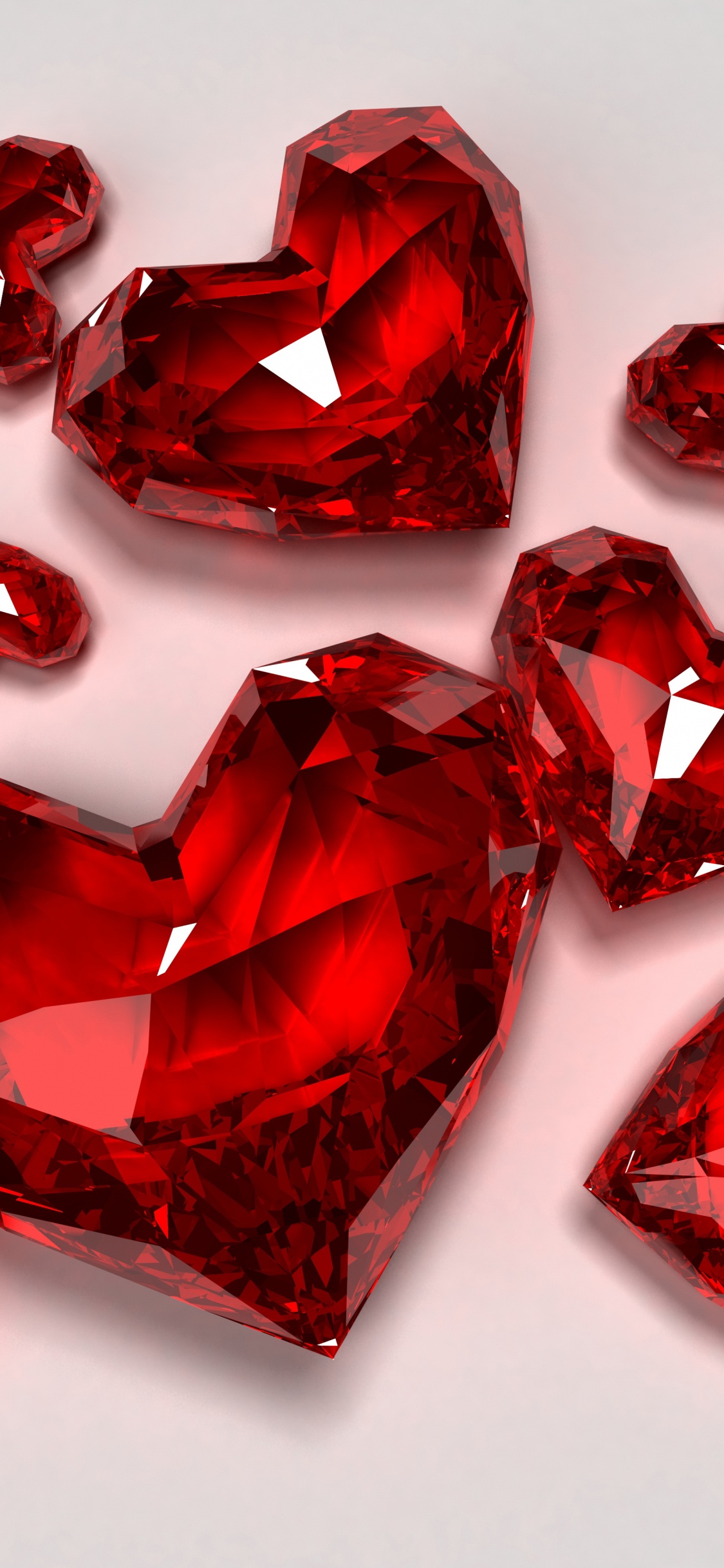 Herzen, Diamond, Roter Diamant, Valentines Tag, Rubin. Wallpaper in 1125x2436 Resolution