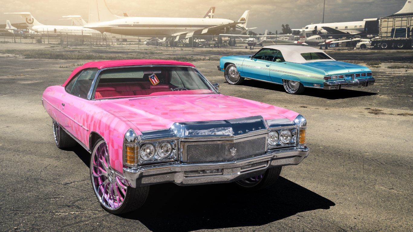 Car, Oldtimer, Chevrolet Impala, Lamborghini Ohne FKP 37, Rad. Wallpaper in 1366x768 Resolution