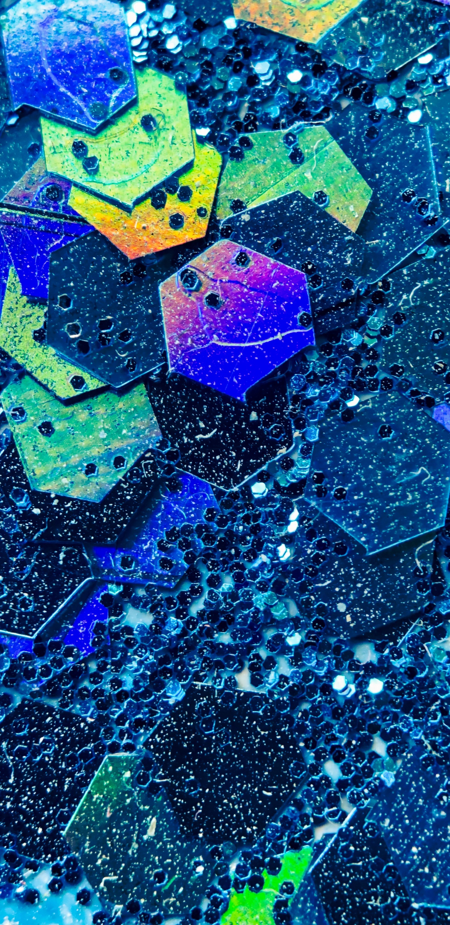 Hexagon, Blue, Azure, Purple, Liquid. Wallpaper in 1440x2960 Resolution