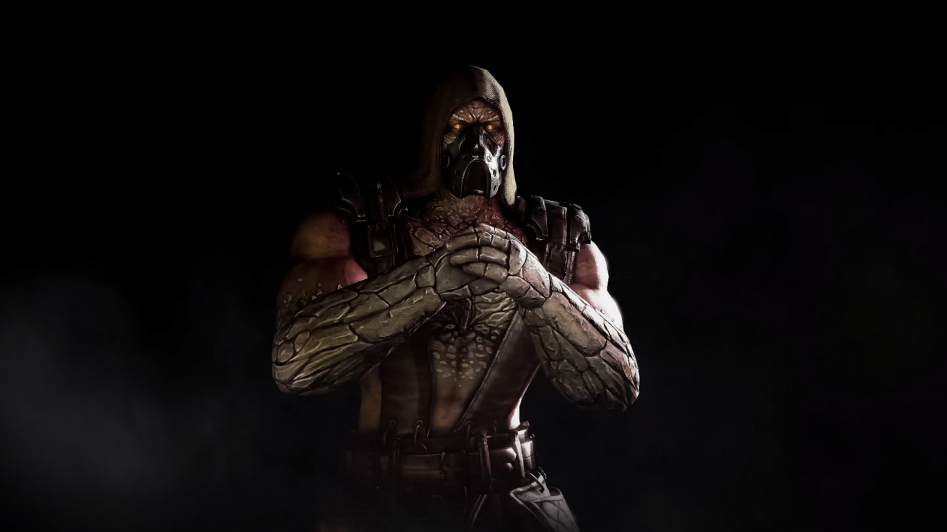 Mortal Kombat x, Scorpion, Noir, Obscurité, L'homme. Wallpaper in 1366x768 Resolution