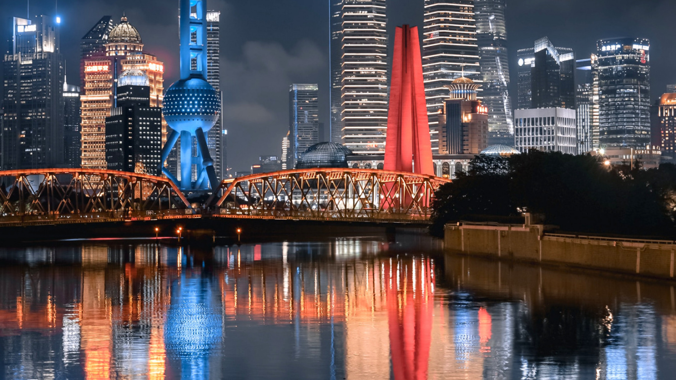 Edificio, Torre, Electricidad, Torre de Bloques, Lago. Wallpaper in 1366x768 Resolution