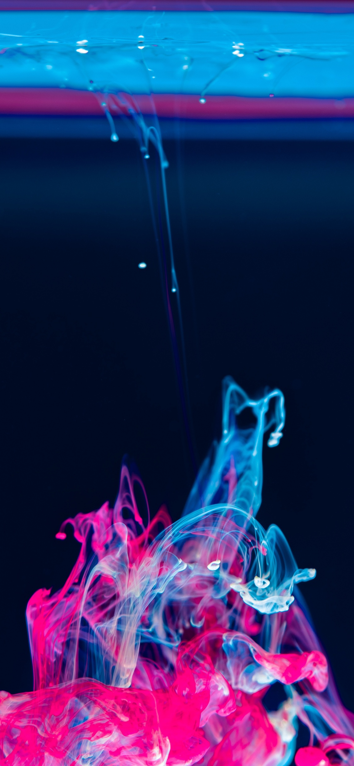 Pink and White Smoke on Blue Surface. Wallpaper in 1125x2436 Resolution