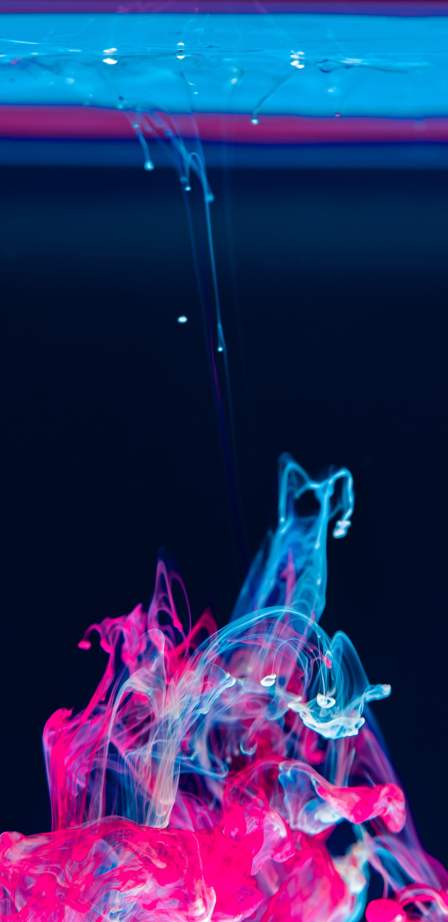 Pink and White Smoke on Blue Surface. Wallpaper in 1440x2960 Resolution