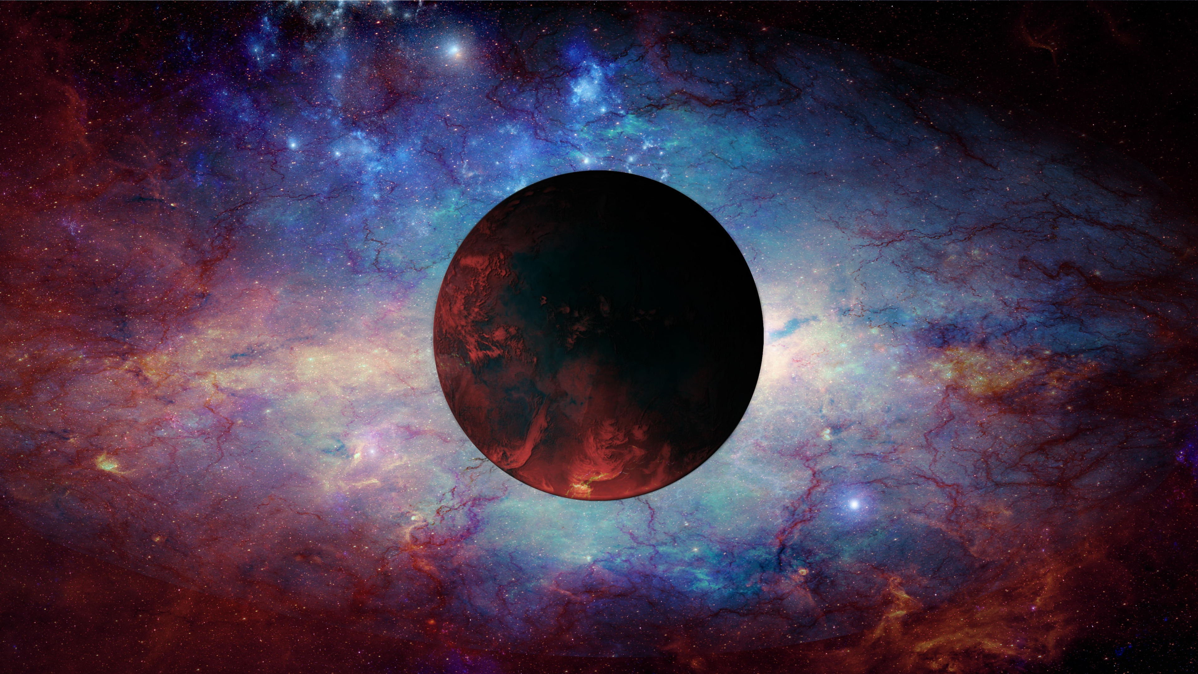 Vollmond am Blauen Und Lila Himmel. Wallpaper in 3840x2160 Resolution