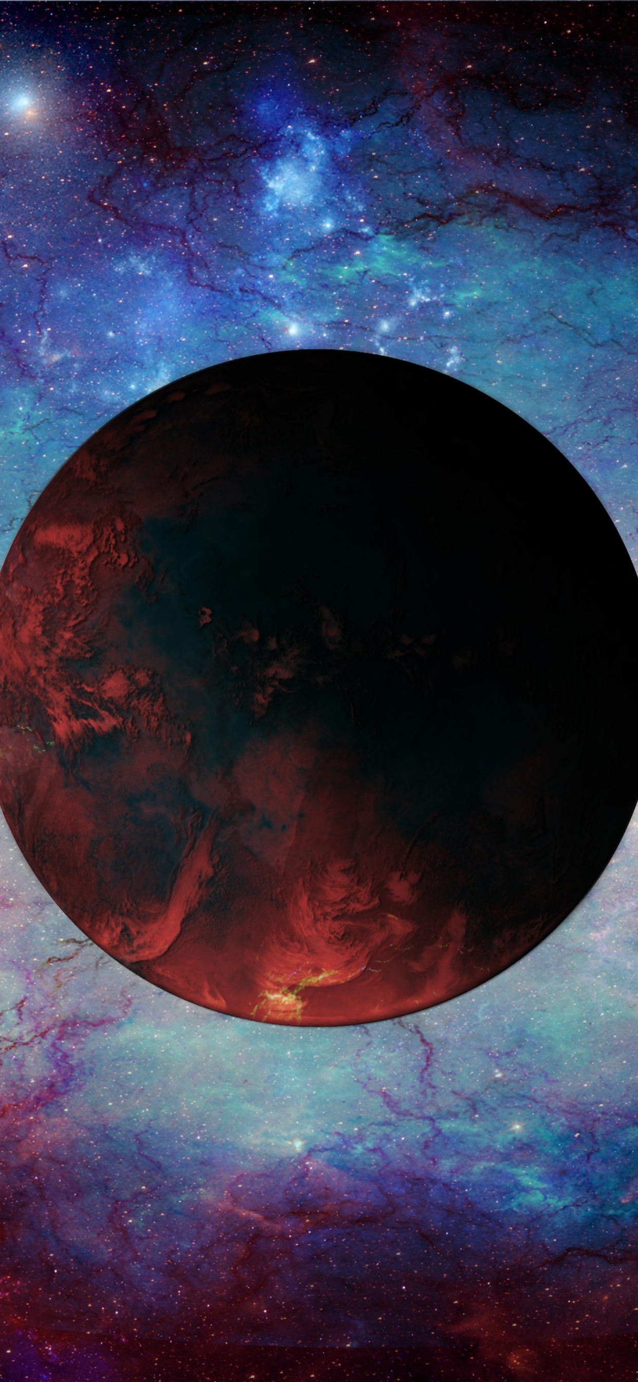 Luna Llena en el Cielo Azul y Morado. Wallpaper in 1242x2688 Resolution