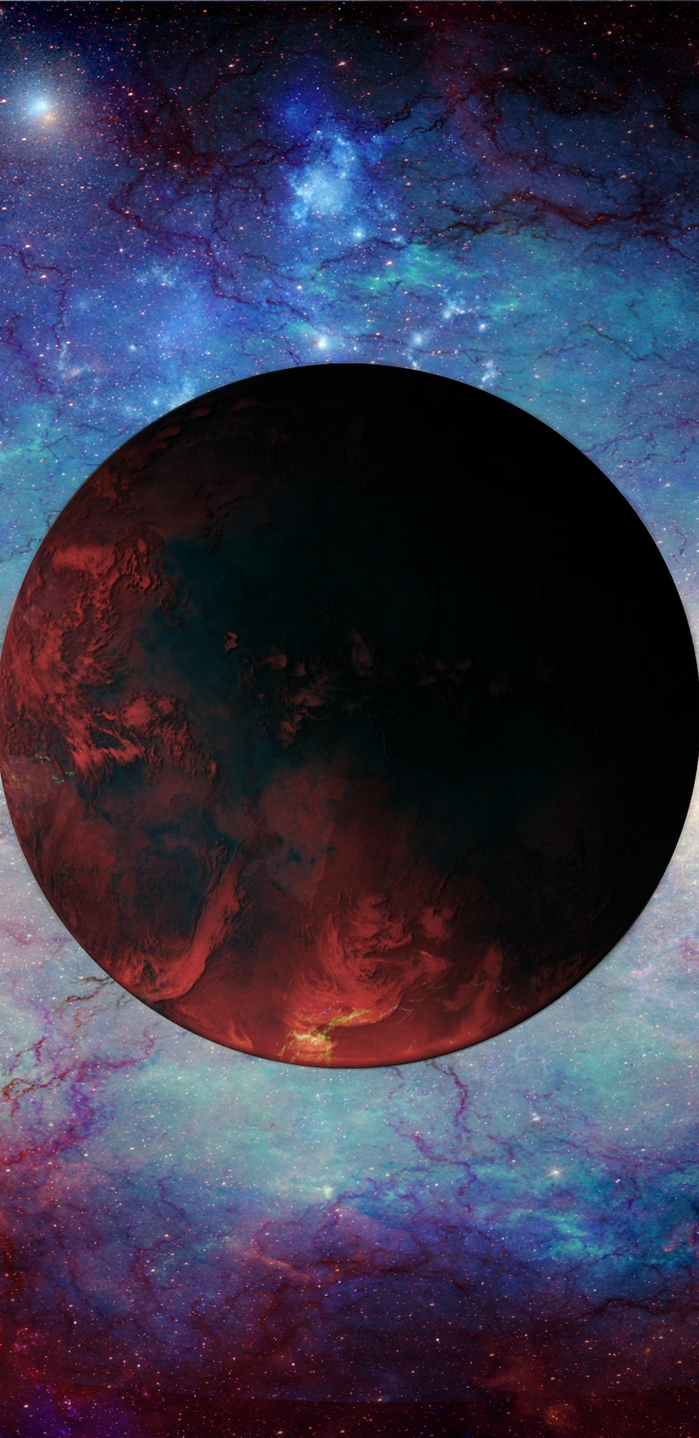 Luna Llena en el Cielo Azul y Morado. Wallpaper in 1440x2960 Resolution