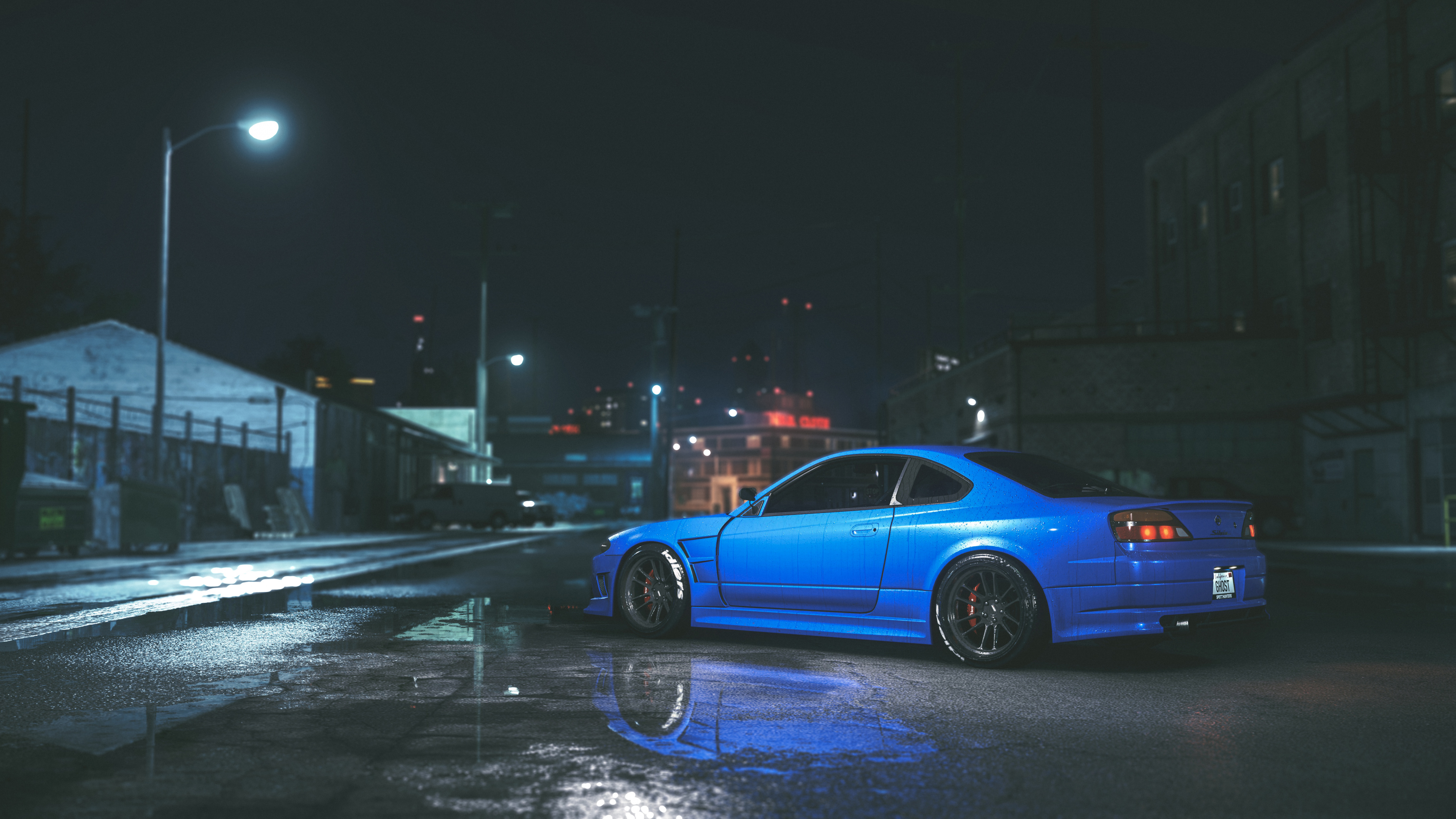 Blue Coupe on Road During Night Time. Wallpaper in 3840x2160 Resolution