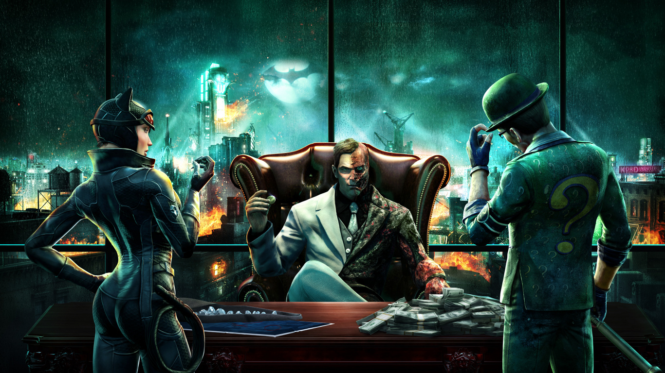 Catwoman, Batman Arkham Knight, Riddler, Batman, Jeu Pc. Wallpaper in 1366x768 Resolution
