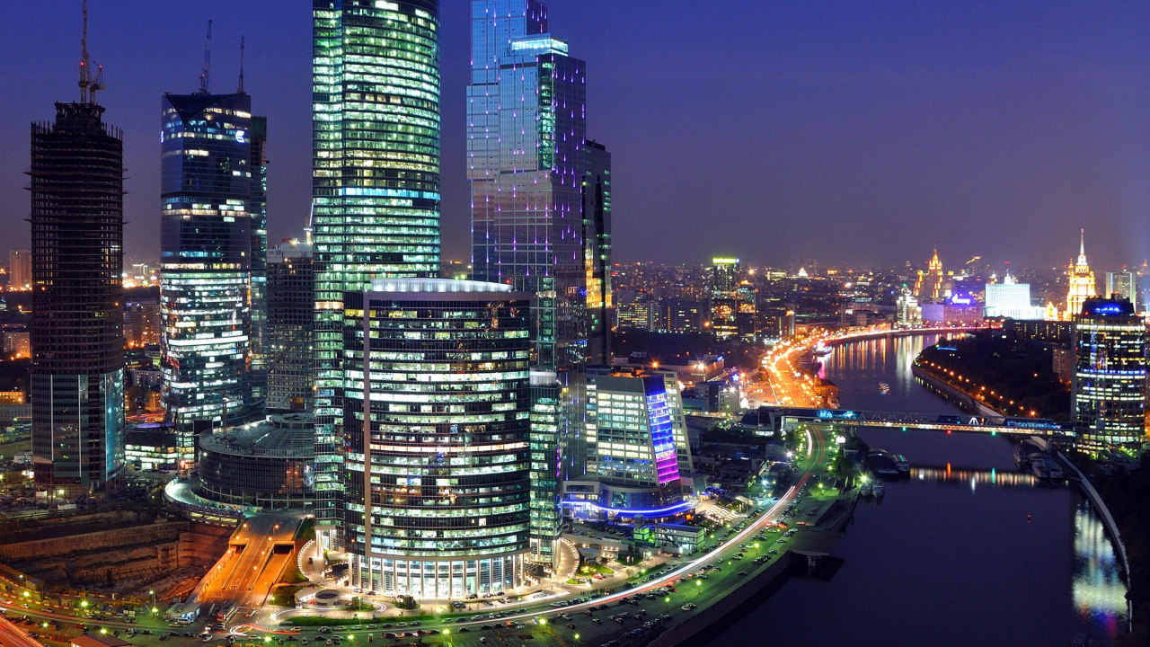 City Skyline During Night Time. Wallpaper in 1280x720 Resolution