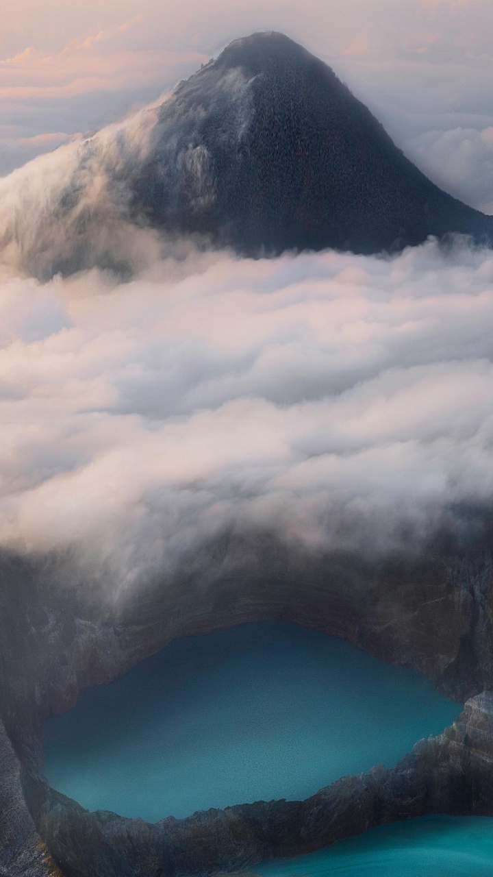 Volcano, Kelimutu, Nature, Mountainous Landforms, Mountain. Wallpaper in 720x1280 Resolution