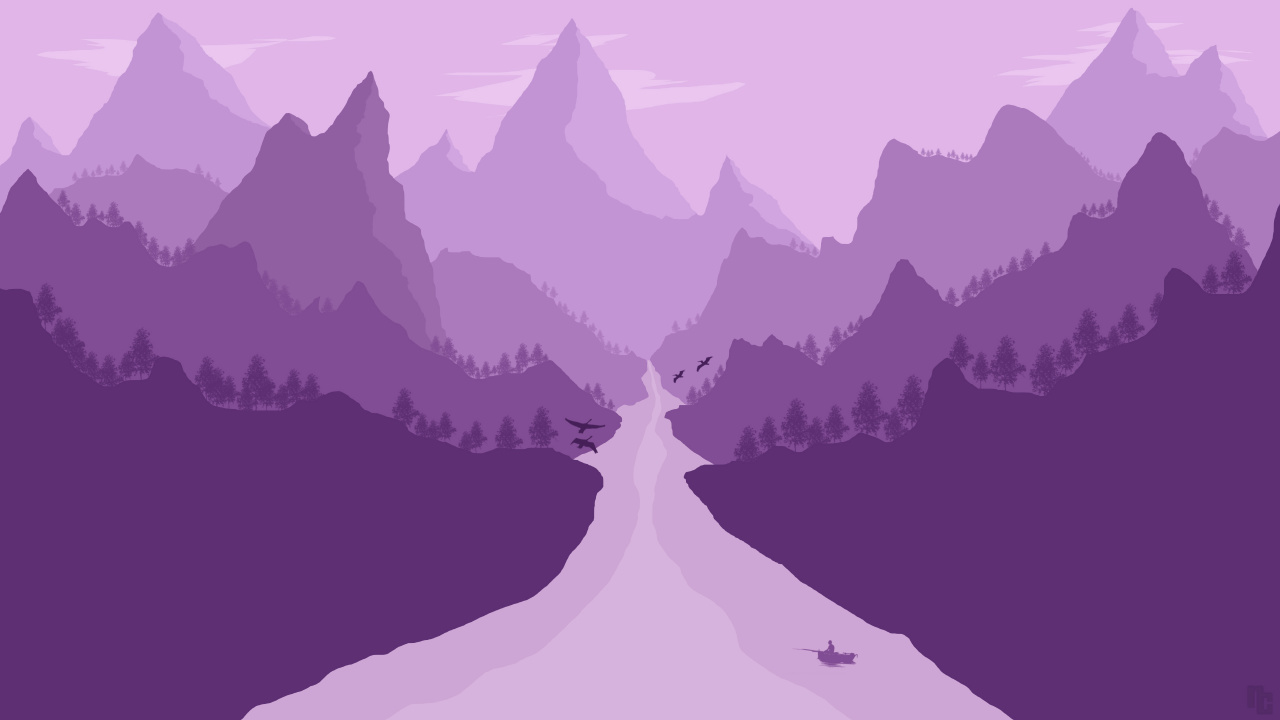 Minimalism, Art, Landscape, Purple, Tree. Wallpaper in 1280x720 Resolution