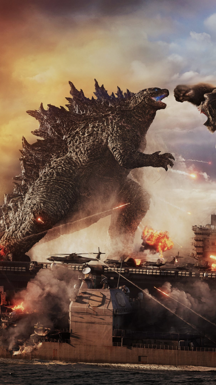 Godzilla vs Kong, Godzilla, King Kong, Action, Warner Bros. Wallpaper in 750x1334 Resolution