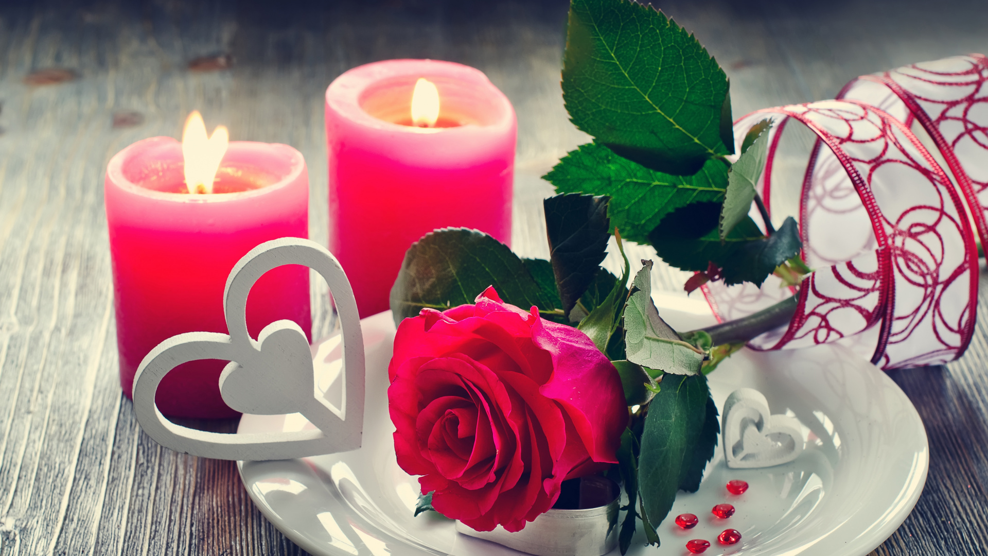 Flower, Candle, Rose, Lighting, Centrepiece. Wallpaper in 1920x1080 Resolution