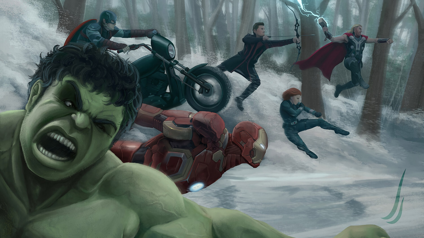 Iron Man, Thors, Marvel, Hulk, Avengers. Wallpaper in 1366x768 Resolution