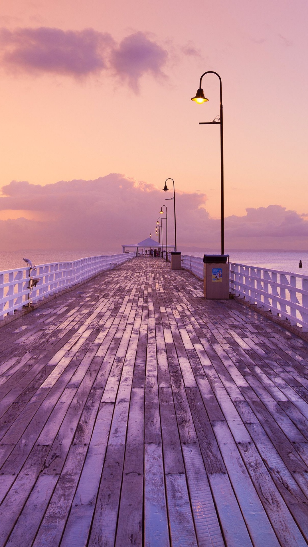 Boardwalk, Cloud, Water, Street Light, Purple. Wallpaper in 1080x1920 Resolution