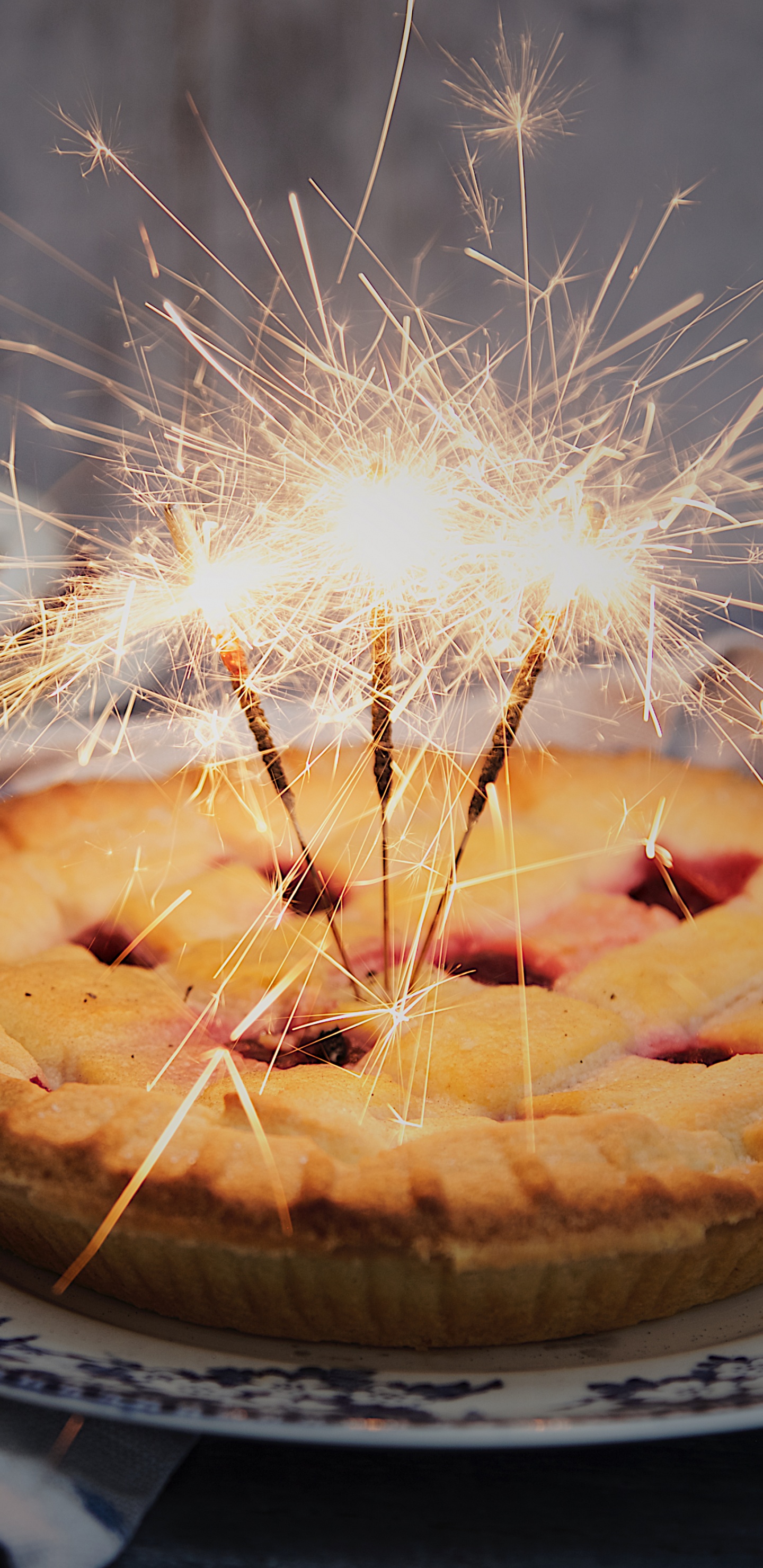 Brown Round Pastry on White and Blue Floral Ceramic Plate. Wallpaper in 1440x2960 Resolution