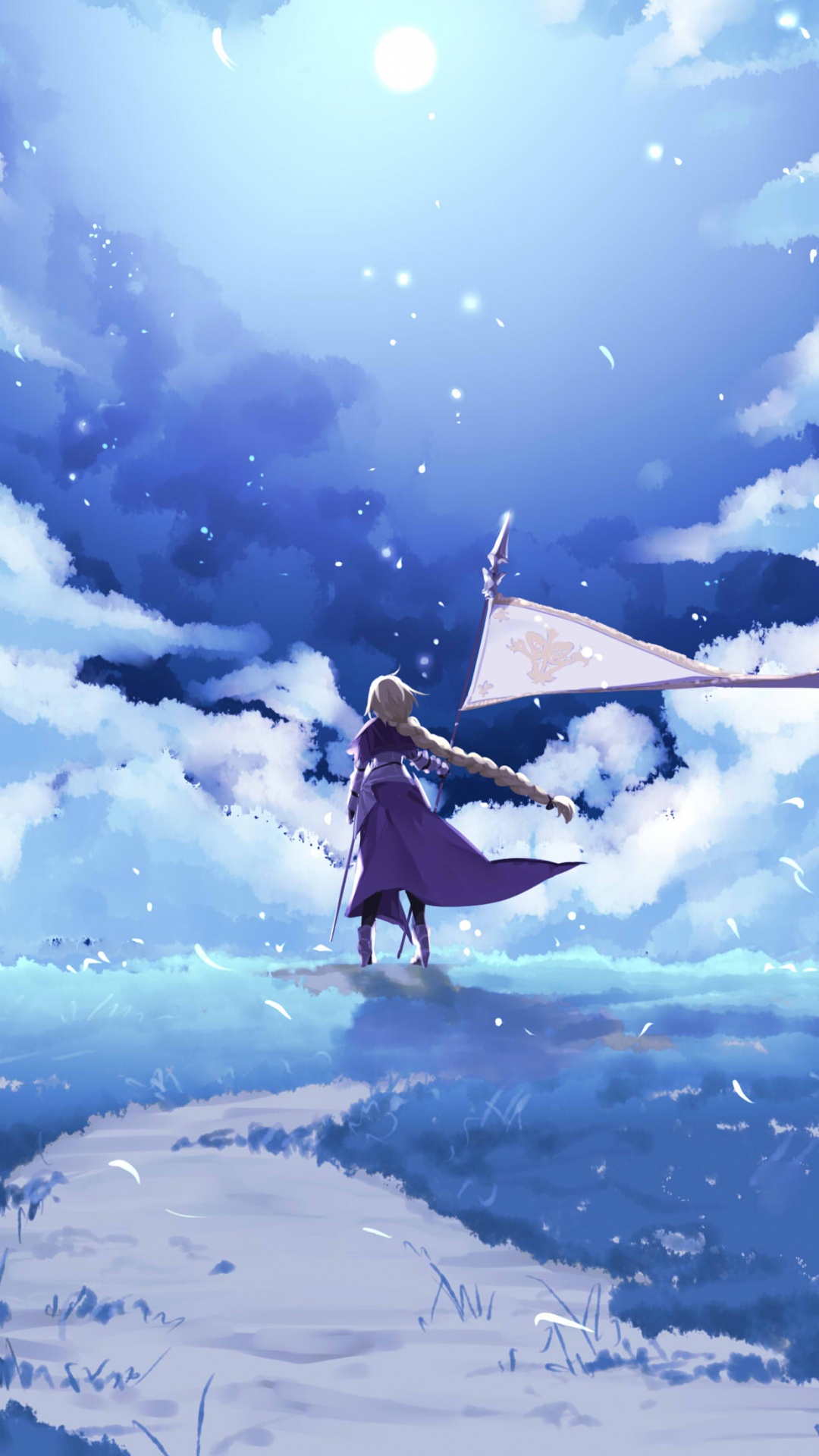 Mann in Schwarzer Jacke Und Schwarzer Hose, Der Auf Schneebedecktem Boden Unter Blau Und Weiß Geht. Wallpaper in 1080x1920 Resolution