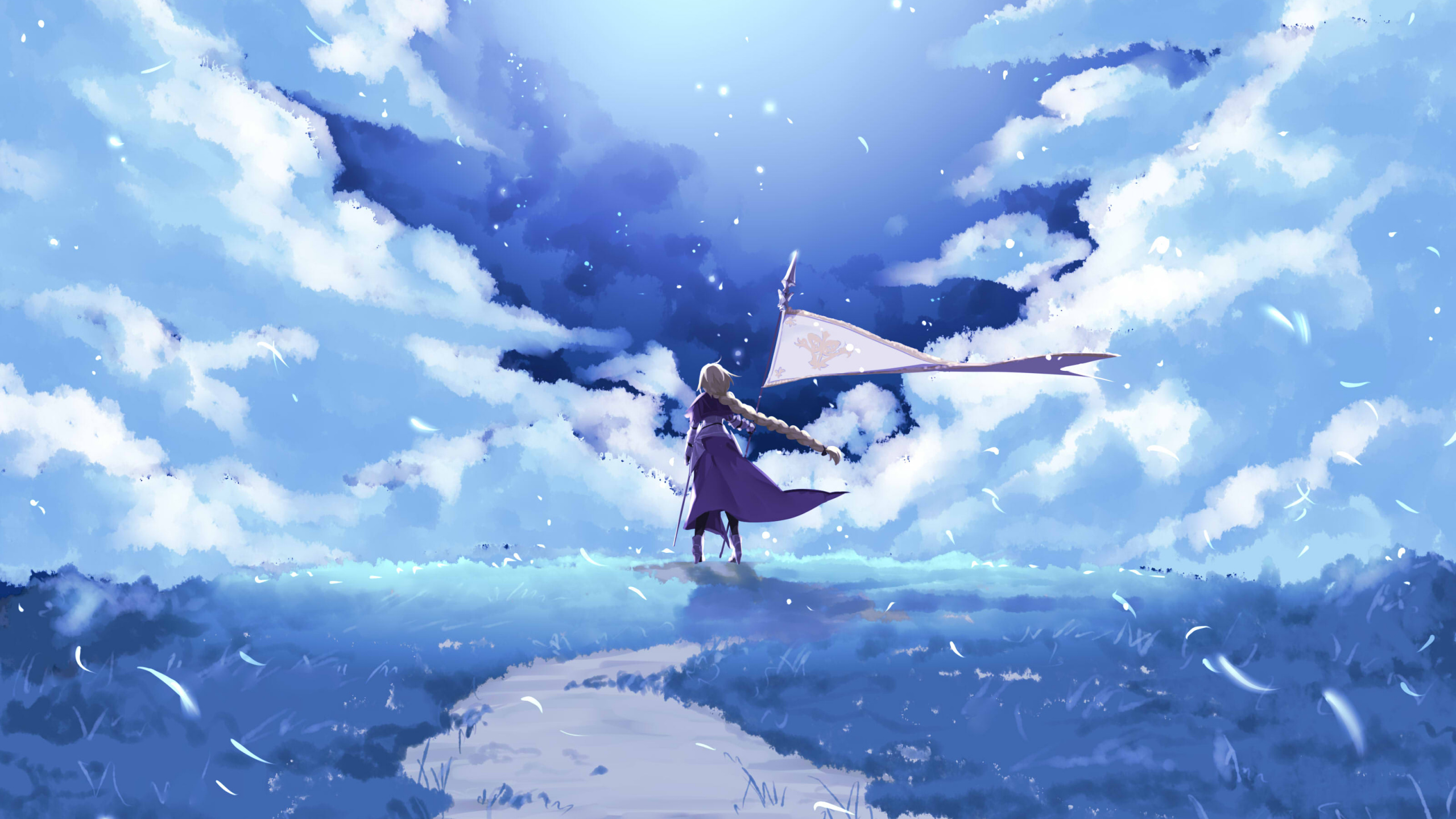 Mann in Schwarzer Jacke Und Schwarzer Hose, Der Auf Schneebedecktem Boden Unter Blau Und Weiß Geht. Wallpaper in 2560x1440 Resolution