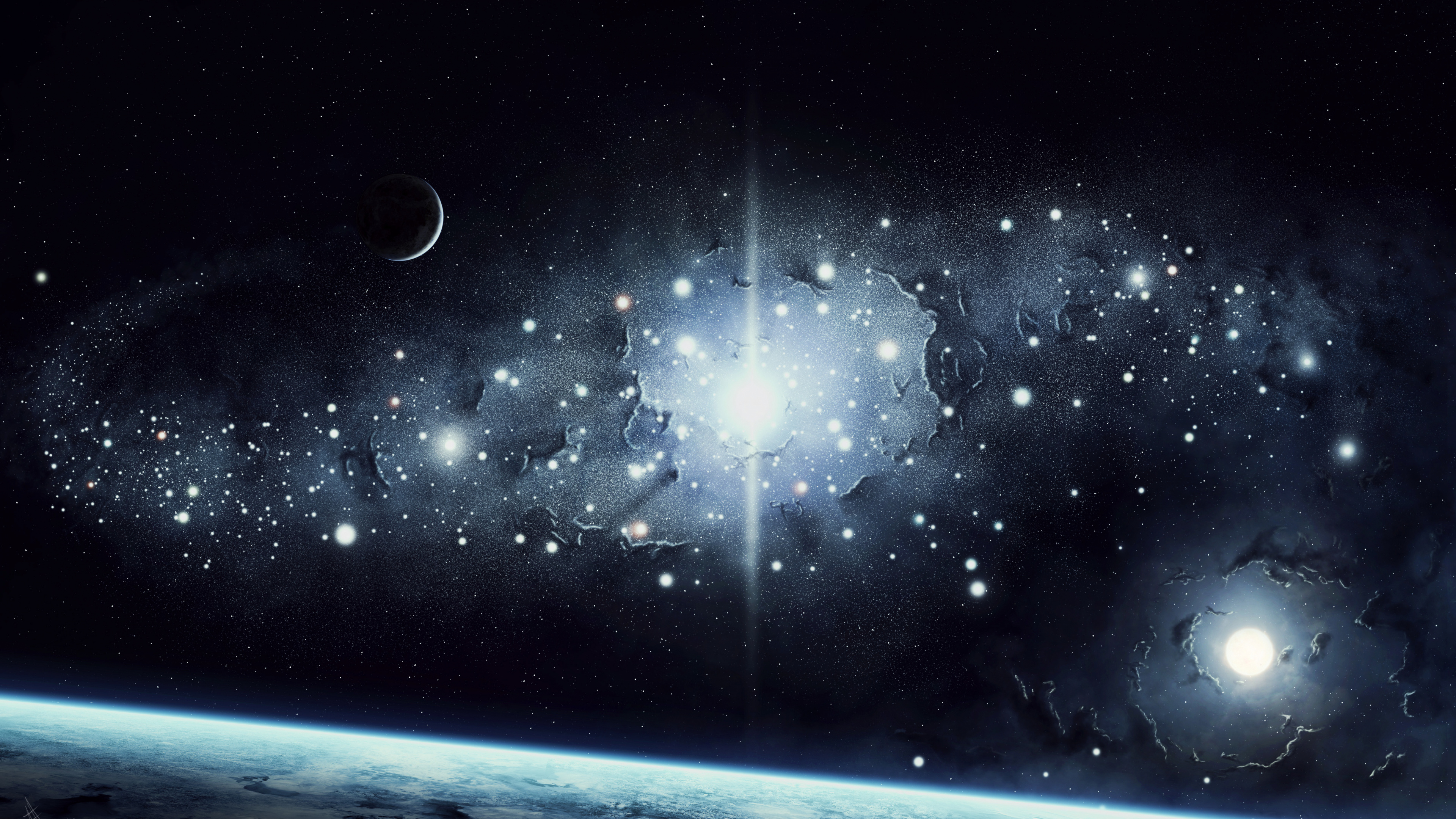 Nuit Étoilée Blanche et Bleue. Wallpaper in 3840x2160 Resolution