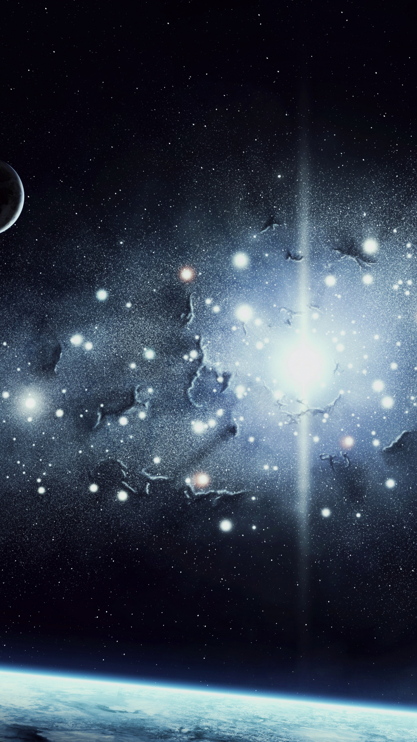 White and Blue Starry Night. Wallpaper in 1440x2560 Resolution