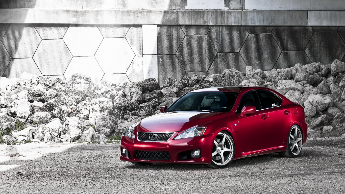 Red Ferrari 458 Italia Parked Beside Concrete Wall. Wallpaper in 1366x768 Resolution