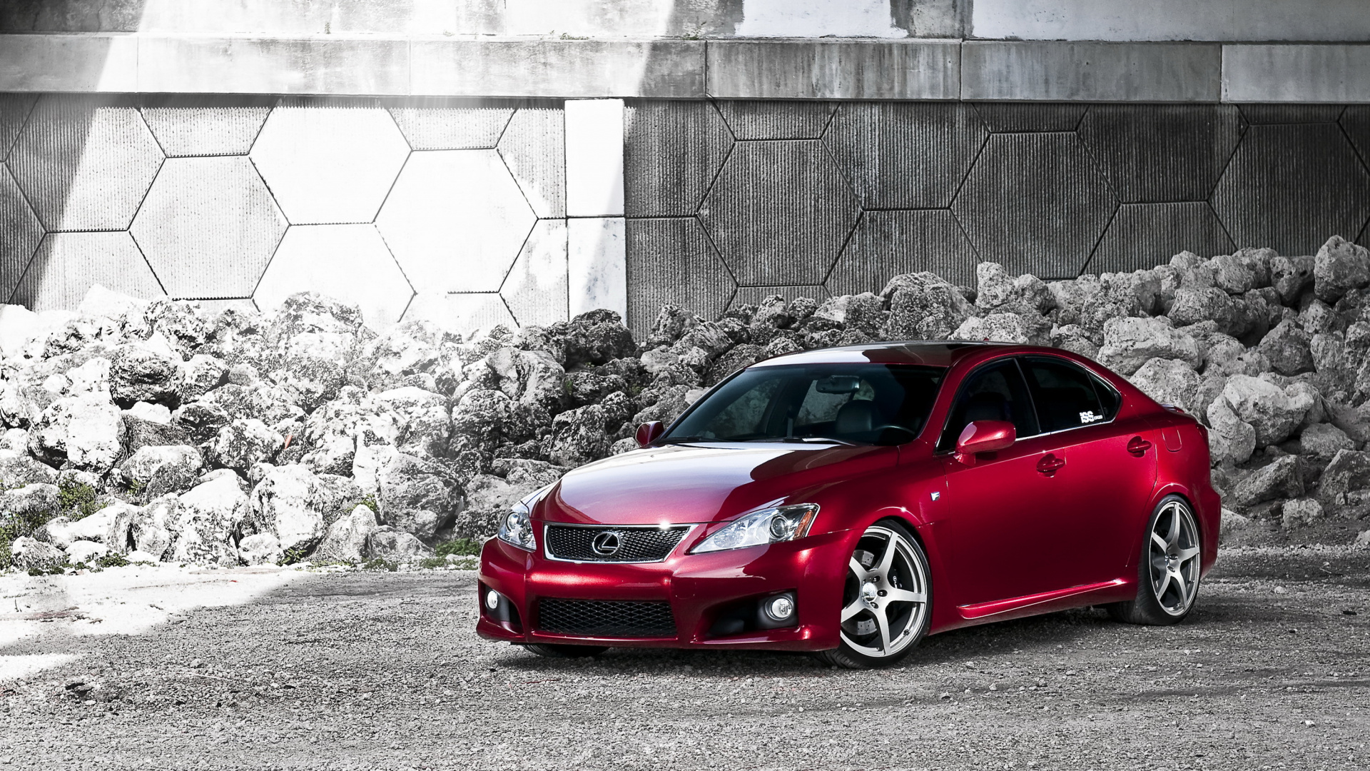 Ferrari 458 Italia Rouge Garée à Côté du Mur de Béton. Wallpaper in 1920x1080 Resolution