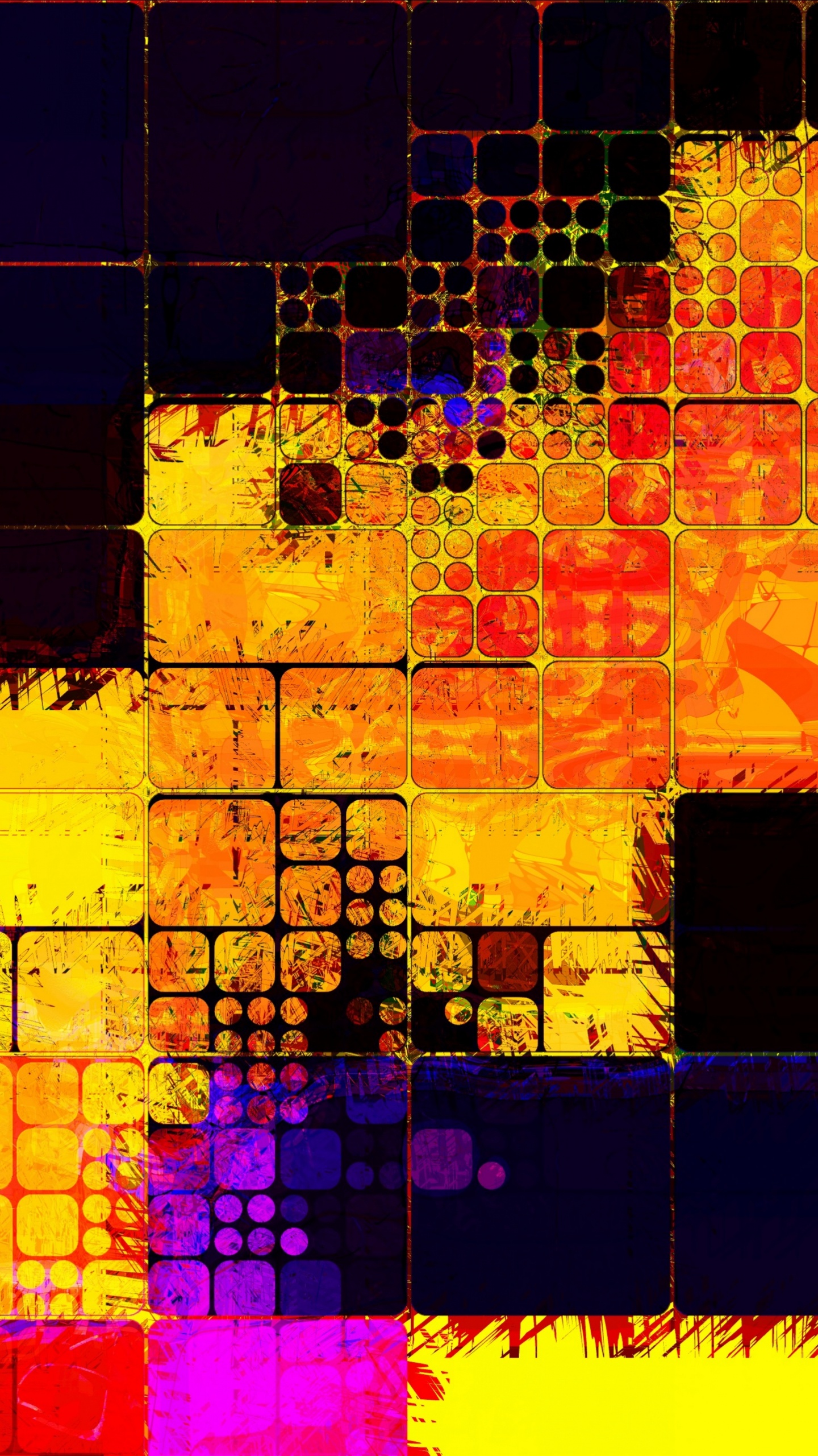 Yellow Red and Purple Abstract Painting. Wallpaper in 1440x2560 Resolution