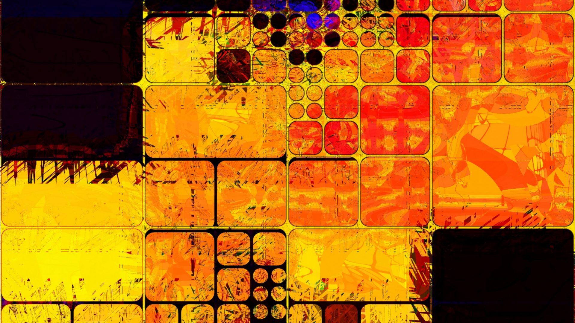 Yellow Red and Purple Abstract Painting. Wallpaper in 1920x1080 Resolution