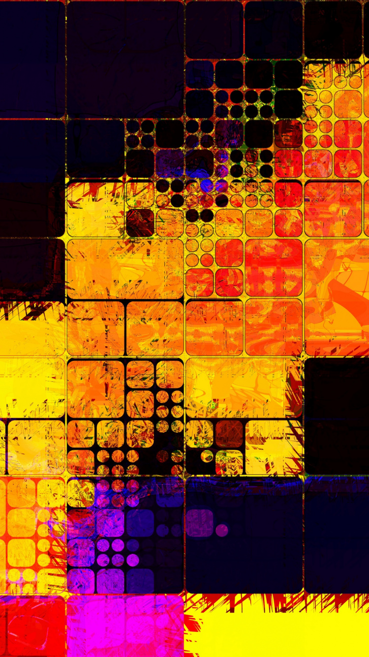 Yellow Red and Purple Abstract Painting. Wallpaper in 750x1334 Resolution