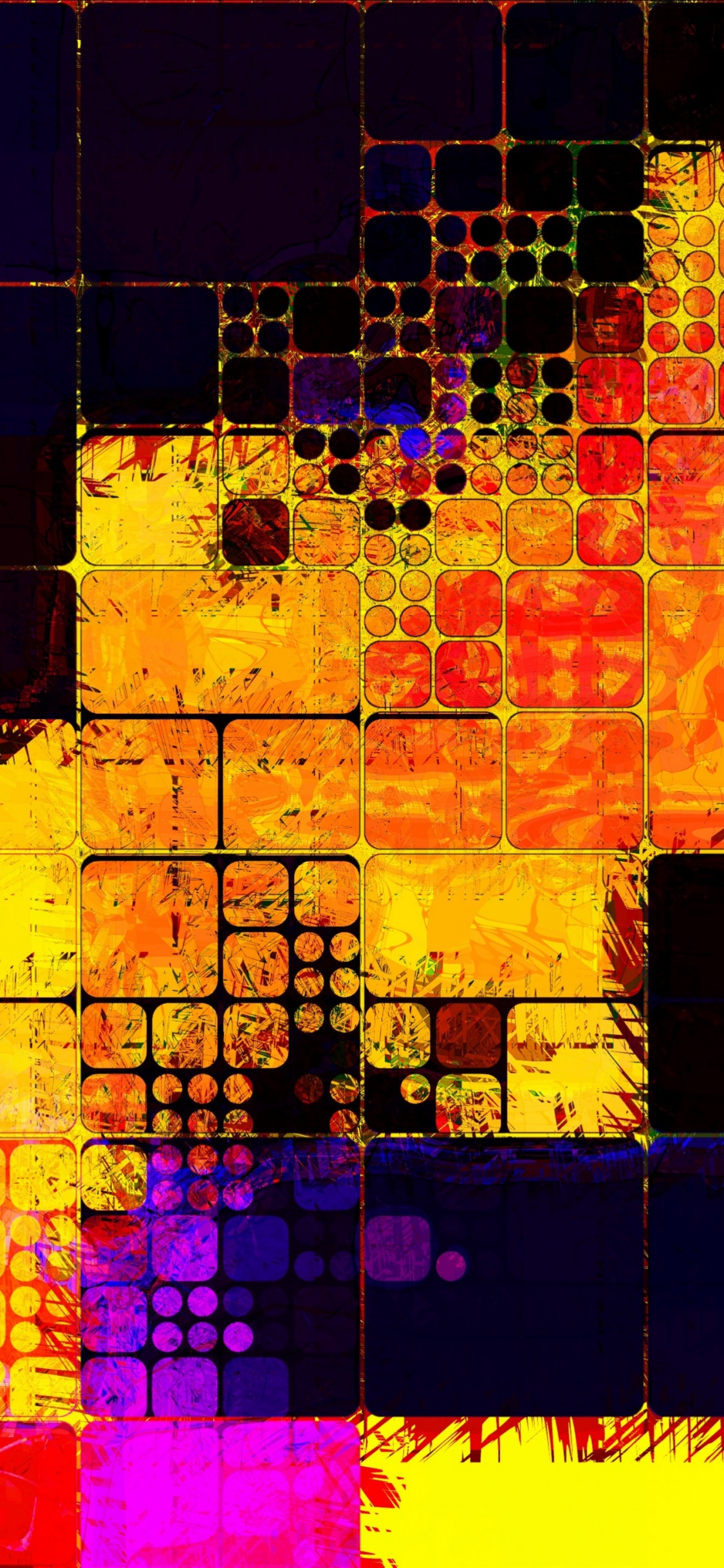 Cuadro Abstracto Rojo Amarillo y Morado. Wallpaper in 1125x2436 Resolution