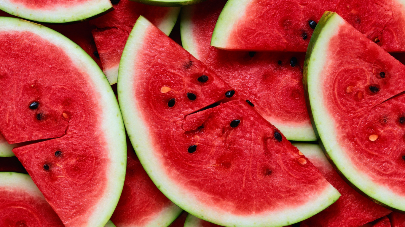 Geschnittene Wassermelone in Nahaufnahmen. Wallpaper in 1366x768 Resolution