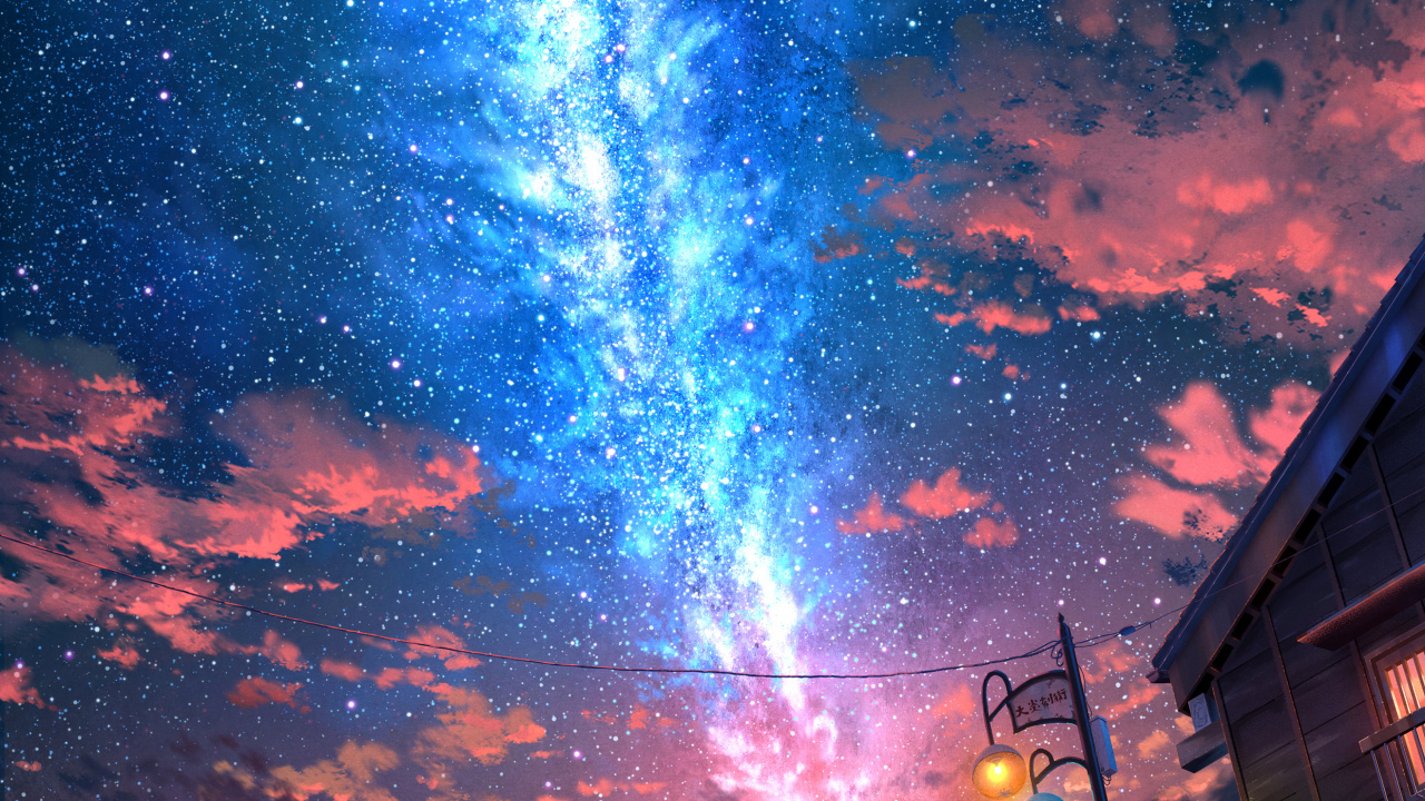 Illustration, Anime, Atmosphäre, Blau, Cloud. Wallpaper in 1280x720 Resolution