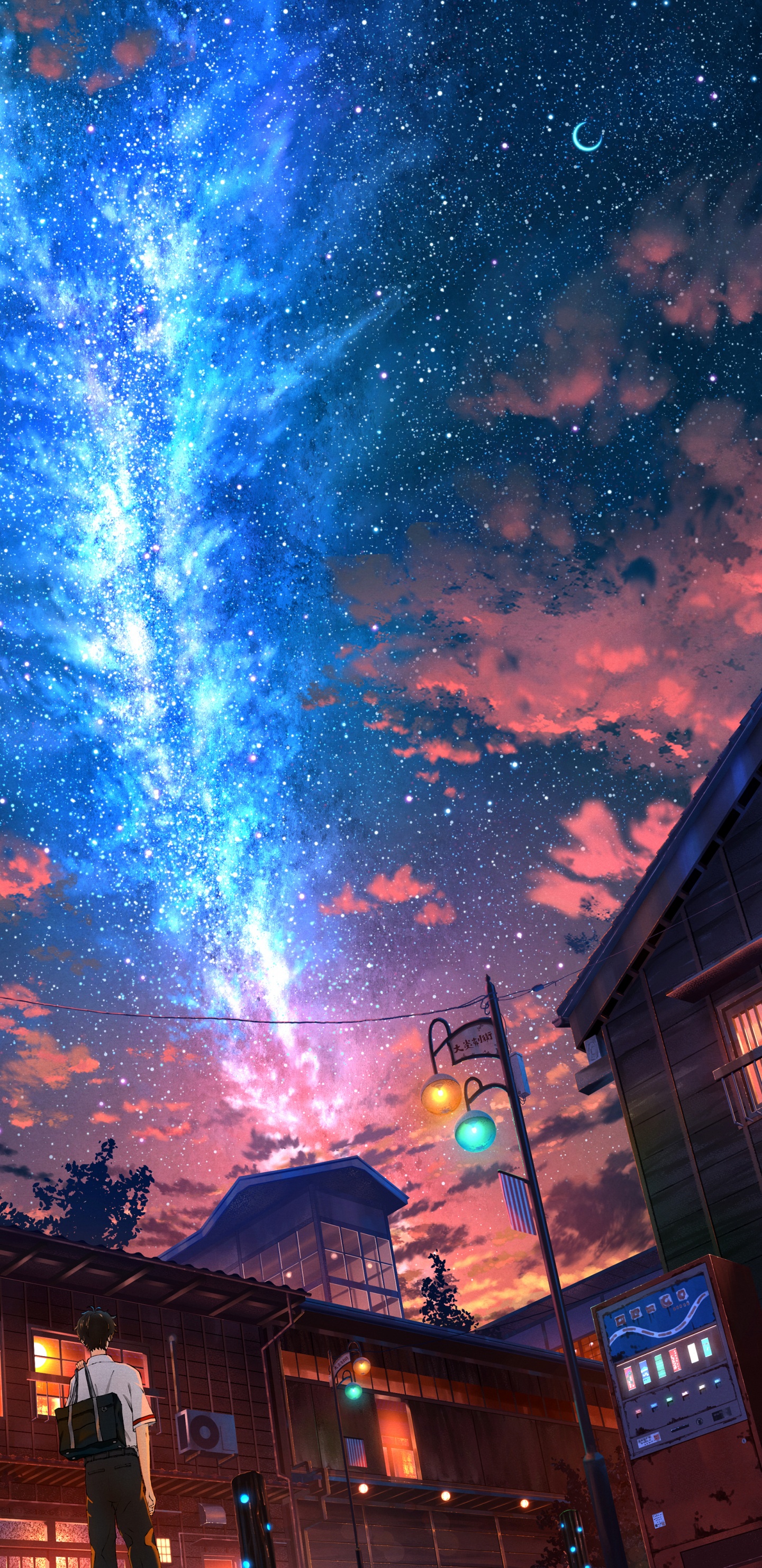 Illustration, L'anime, Atmosphère, Blue, Éclairage. Wallpaper in 1440x2960 Resolution