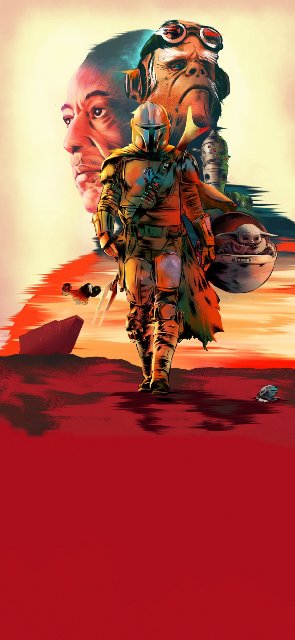Art, Grogu, Anakin Skywalker, The Mandalorian, Affiche. Wallpaper in 1125x2436 Resolution