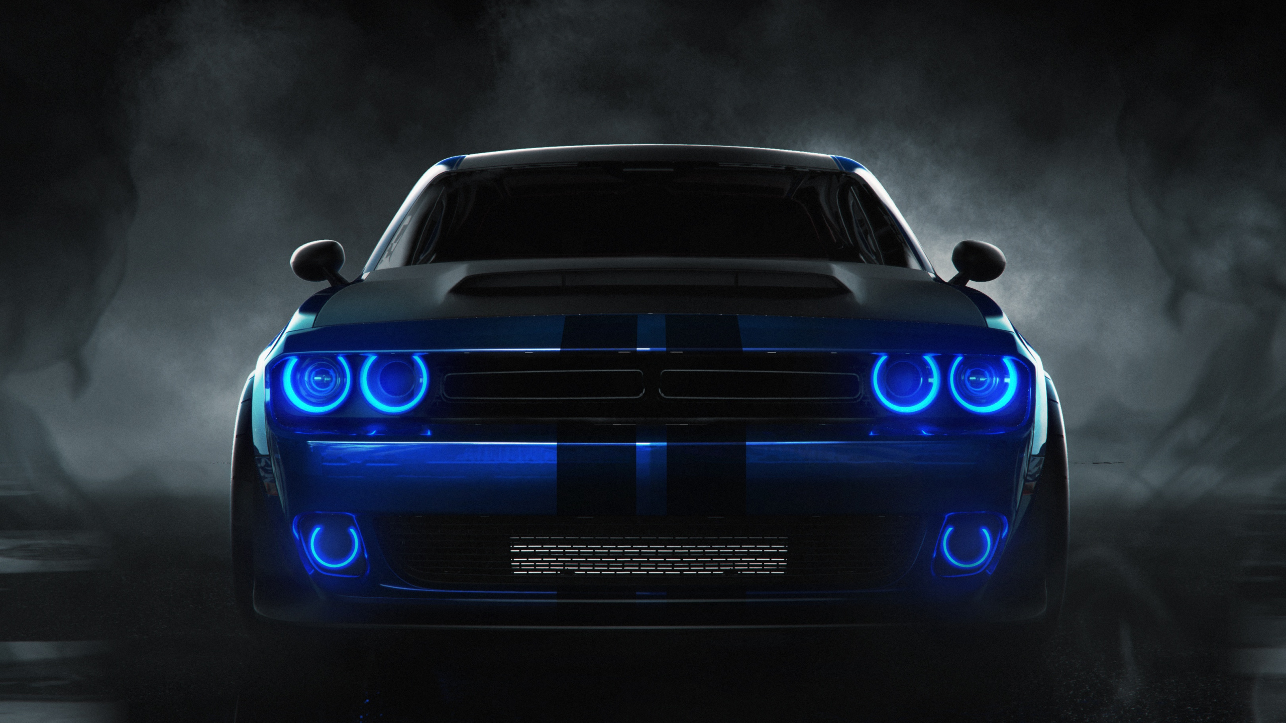 道奇挑战者, Dodge, Dodge Challenger 2021, 福特野马, 车灯 壁纸 2560x1440 允许