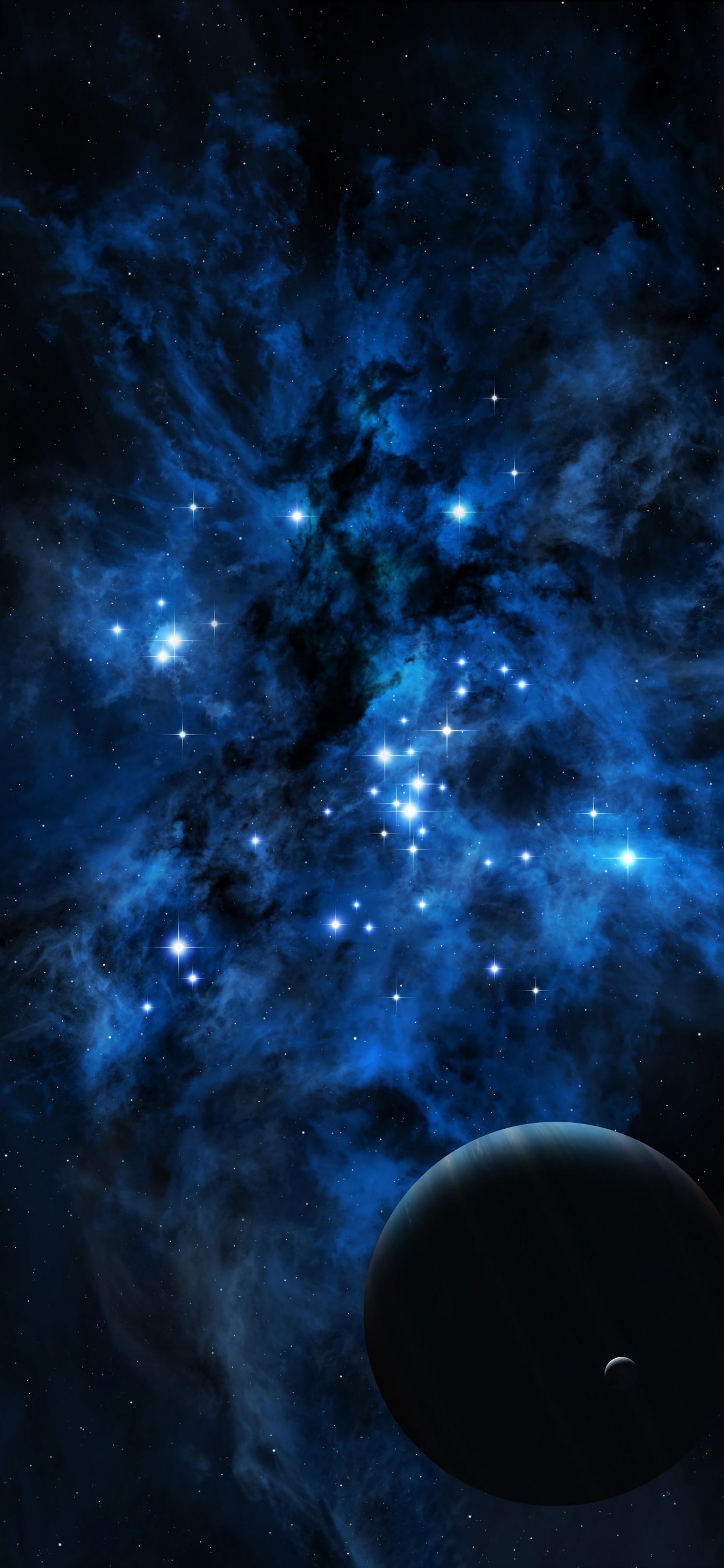 Blaue Und Weiße Galaxieillustration. Wallpaper in 1242x2688 Resolution