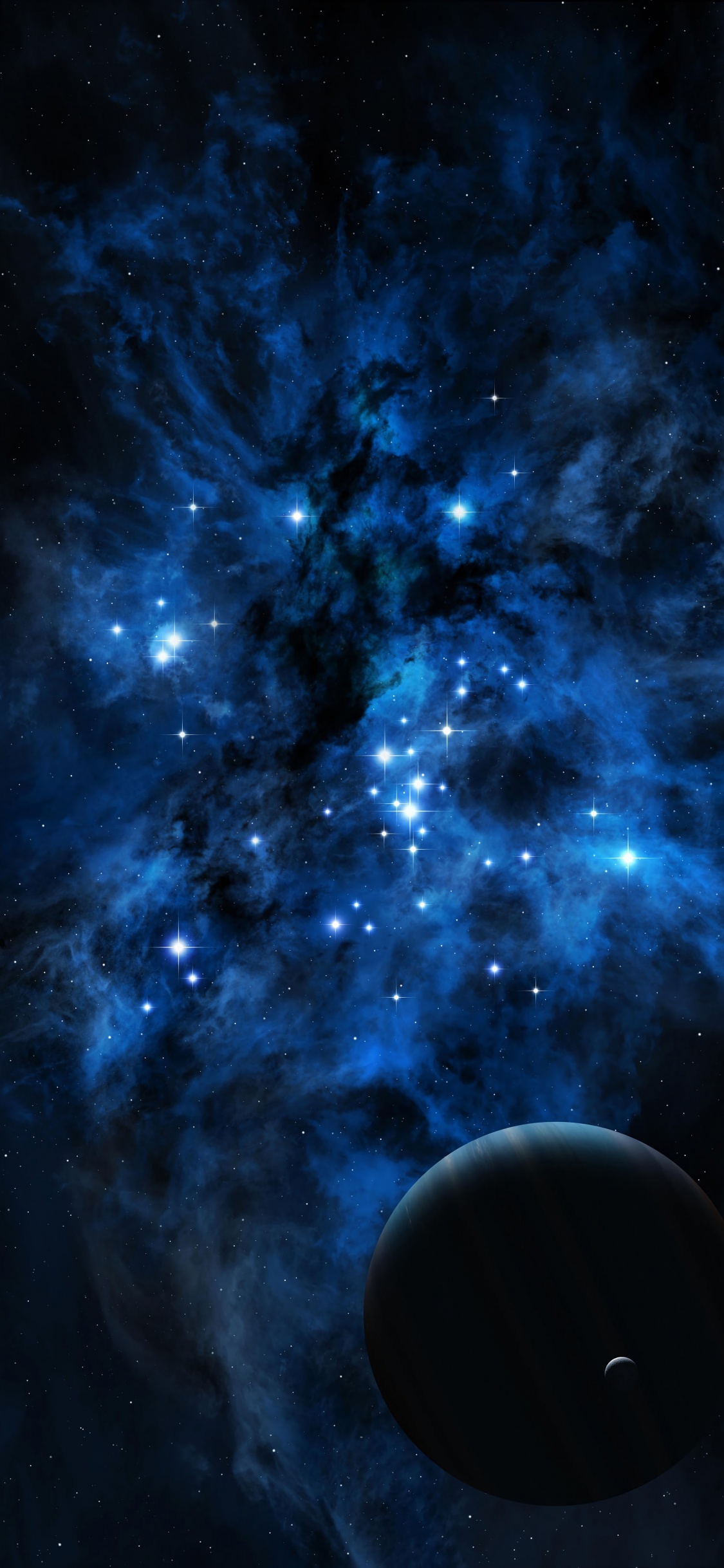 Blue and White Galaxy Illustration. Wallpaper in 1125x2436 Resolution