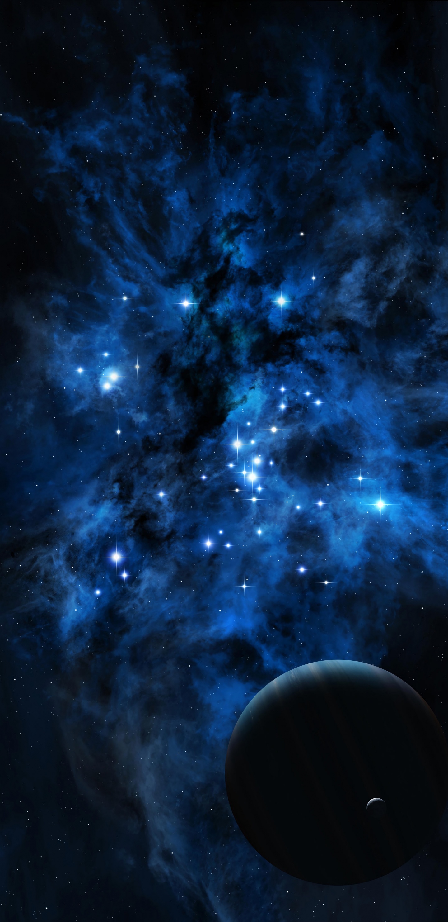 Ilustración de Galaxia Azul y Blanca. Wallpaper in 1440x2960 Resolution