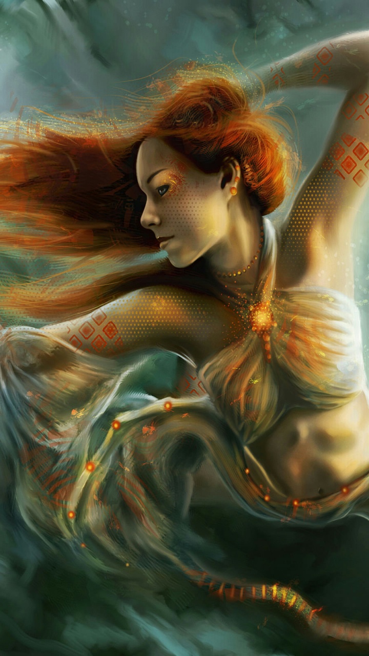 Frau Mit Braunen Haaren im Gewässer. Wallpaper in 720x1280 Resolution